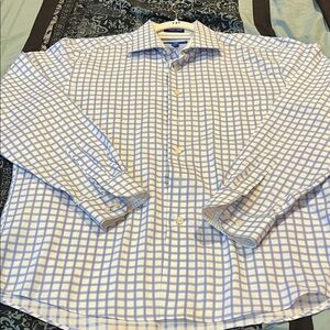 Egara White and Blue Plaid Button Down Shirt